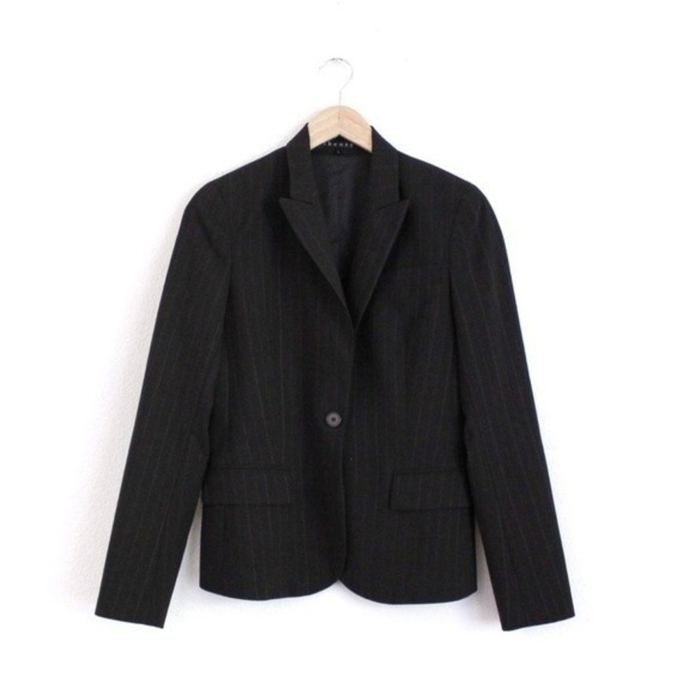 Theory Gabe Black Stripe Single Button Blazer
